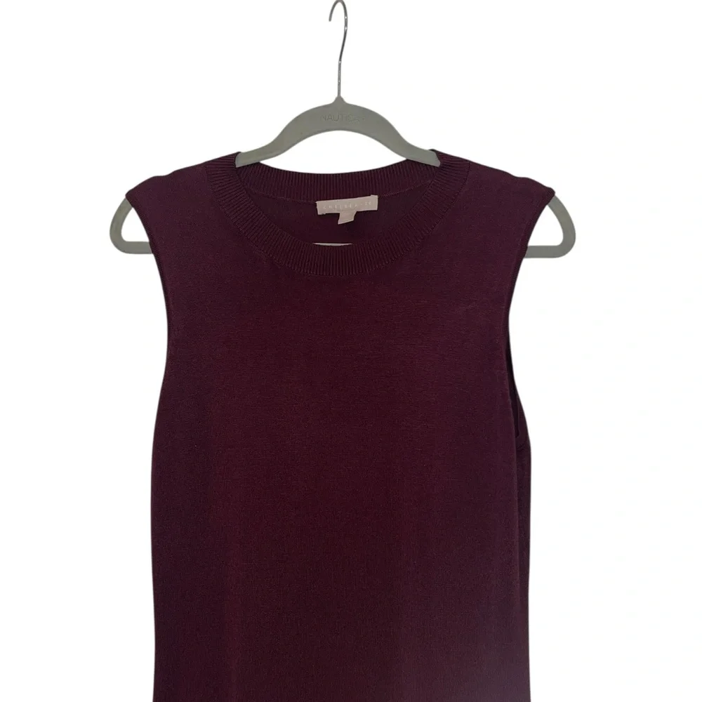 Chelsea28 Burgundy Crewneck Sleeveless Midi Sweater Dress Size - Picture 4 of 9